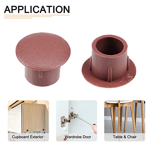 Image of DTGN 8mm x 11mm x 8mm(Dia. x Cap Dia. x H) Screw Hole Plugs - 50Pack - Good for Furniture Cupboard Wardrobe - Plastic Fastener Hole Caps - Brown