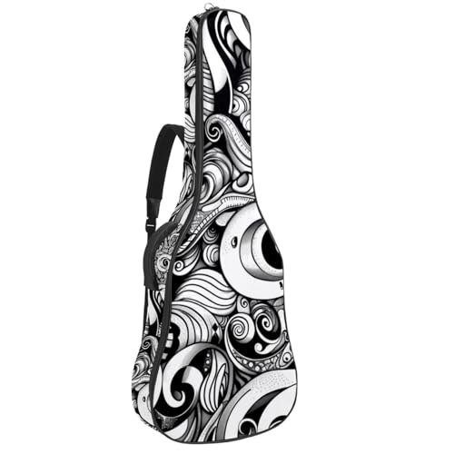 Housse de guitare électrique Oxford noire de 104 cm imperméable avec motif gribouillage