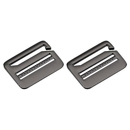 QUARKZMAN Metal Escalera Hebilla Gancho G Hebilla Ajustador Hebilla deslizante, 2uds 32mm(1-1/4) Ancho interior para Correa Mochila Correa, Negro pistola