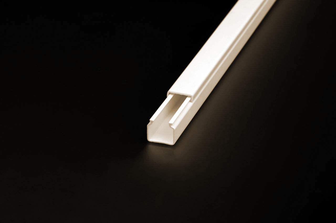 CabCom PVC Kabelkanal Kabelleiste Kabelschacht Brüstungskanal zur Montage an Wand oder Decke diverse Größen und Farben 20 Meter (10x2 Meter) 40 x 40 mm weiß
