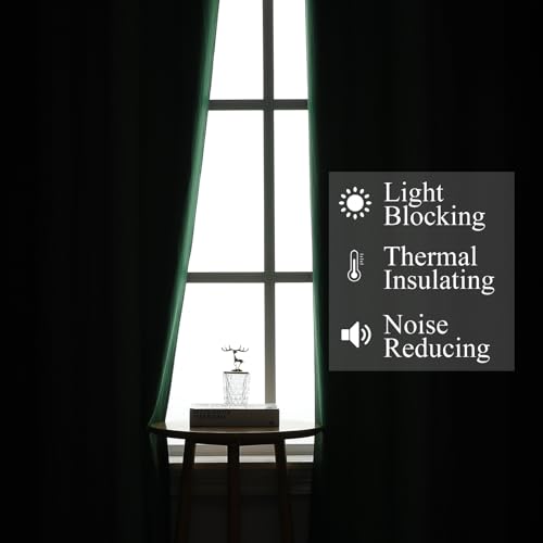 Image of Estelar Textiler Black and Green Ombre Blackout Curtains 84 Inch Length 2 Panels Set for Living Room, Energy Saving Thermal Insulated Light Blocking Grommet Window Drapes for Bedroom,52Wx84L,2 Panels