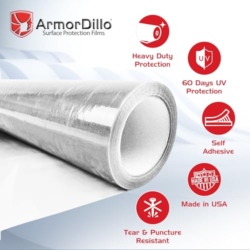 Image of ArmorDillo High Tack Collision Wrap Free Utility Knife 3 Mil 3-Ply Self Adhesive Crash Wrap for Cars, Collision, Towing, Salvage & Auto Repair, Heavy Duty 60 Day UVI Protection - 36 inch x200ft