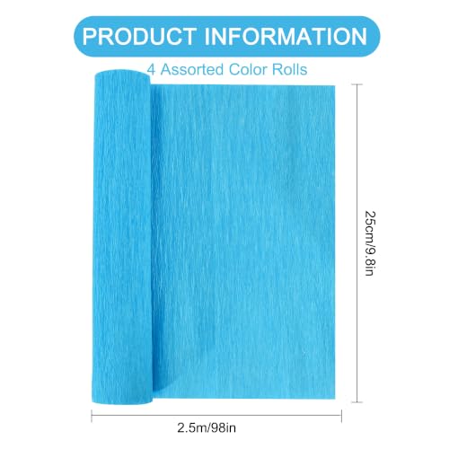 Image of BEISHIDA Pink Blue Crepe Paper Roll, 4 Rolls Crepe Paper Sheet for Craft
