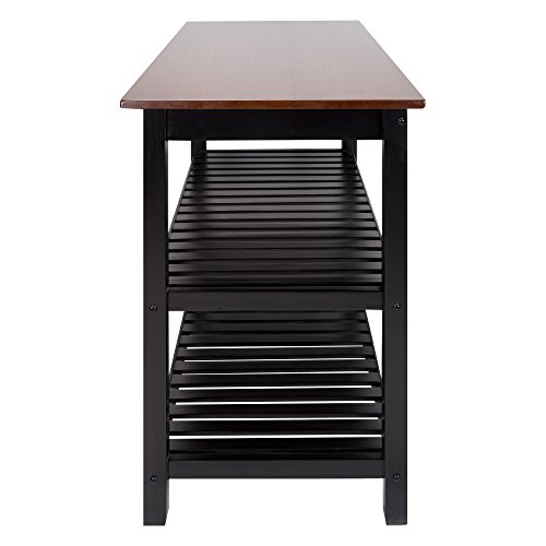 Casual Home Kitchen Island with Solid American Hardwood Top, Walnut&black