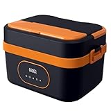 Jopsavm電熱弁当箱 保温弁当箱 1.5L 大容量 保温力最強 免注水加熱 USB充電式 自動加熱 304ステンレス鋼 内胆 定時予約 ご飯炊ける 携帯便利 自宅/出勤 静音 ランチボックス (オレンジ色 [ステンレス製インナーライナー])