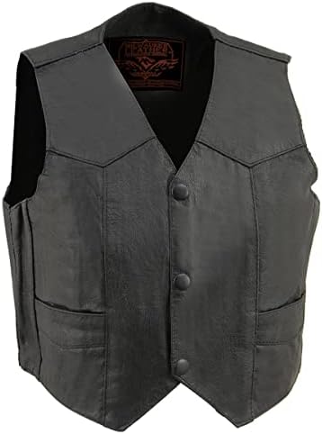 Milwaukee Leather SH2011 Kids Black Classic Three Snap Leather Vest - 2X-Large