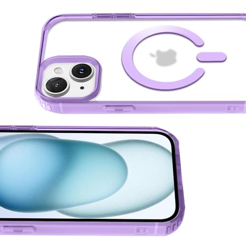 Image of KARWAN️ Hybrid Transparent iPhone 15 Back Cover Case Compatibe with Mag-Safe | Shockproof Design |Camera Protection Bump | Transparent Back Cover Case for iPhone 15 (PC, TPU | Purple