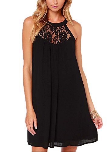 DREAGAL Womens Summer Special Occasion Lace Chiffon Wedding Dress Black Small