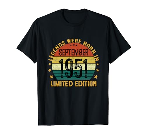 Las Leyendas Nacen En Septiembre 1951 Regalo Hombre 73 Años Camiseta