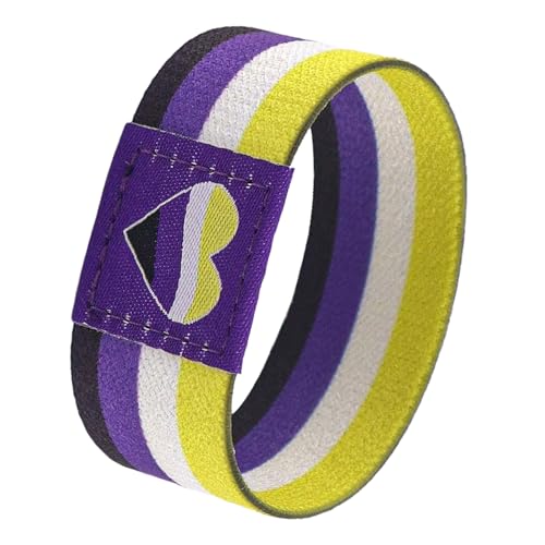 Rainbow LGBT Pride Bracelet Wristband for Women Men Stretch Elastic Band LGBTQ Pride Wrist Bands Bracelets for Pride Month Decorations Trans Lesbian Pride Stuff Accessories Outfits Merch Gifts (Non-Binary Pride)