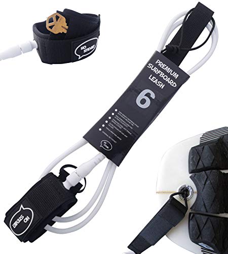Ho Stevie! Premium Surf Leash [1 Year Warranty] Maximum Strength, Lightweight, Kink-Free, Types Of Surfboards. 7Mm Thick (1/4") (White, 6 Feet) #TOP6