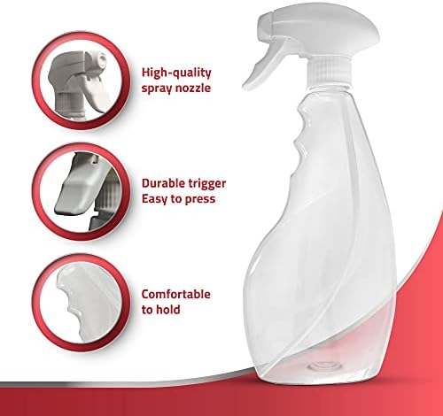 SPRAYZ Large 500ml Spray Bottles For Cleaning Solutions and Gardening, Plant, Water, Durable Trigger Sprayer, Refillable, Spray Bottle for Hair, All Directions, Clear Plastic Bottle 2x 500ml