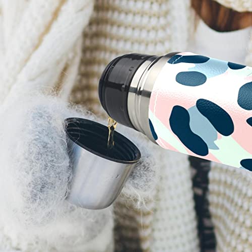 Stainless Steel Leather Vacuum Insulated Mug Abstract Leopard Thermos Water Bottle For Hot And Cold Drinks Kids Adults 16 Oz #TOP5
