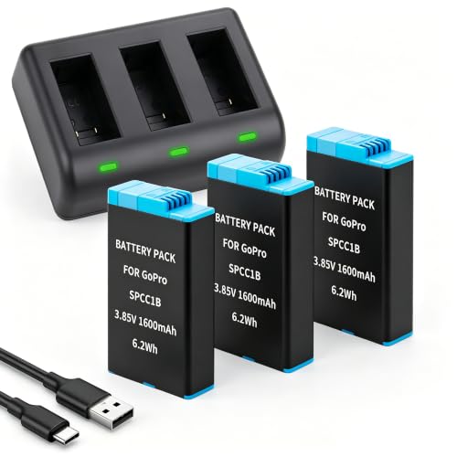 3Pack Max Battery with Fast Triple Charger Hub Compatible for GoPro MAX 360