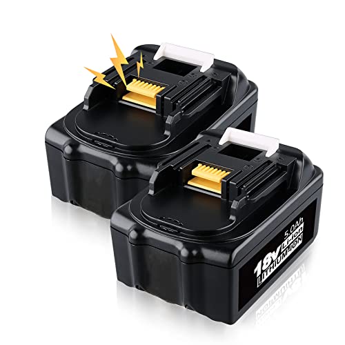 MANUFER 5.0Ah Li-ion Ersatz für Makita Akku 18V BL1860B BL1860 BL1850B BL1850 BL1830 BL1840 BL1845 BL1835 BL1815 BL1820 194204-5 194205-3 LXT-400 batterien 2 Stück Cover