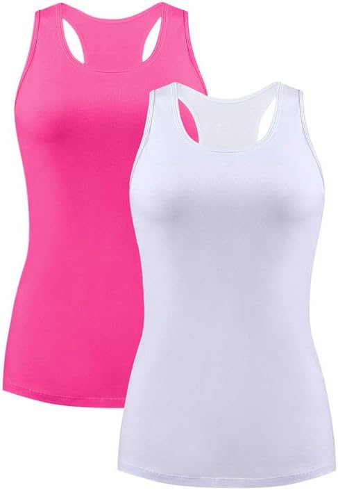 beautyin Women Tank Top with Shelf Bra Racerback Workout Yoga Tops Undershirt