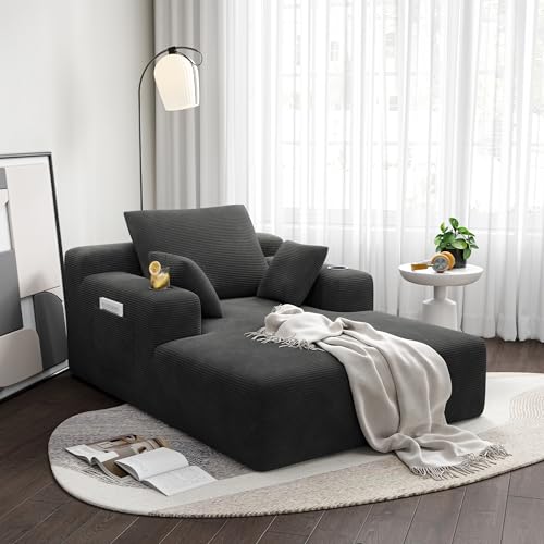 LIKIMIO 71.6' Oversized Chaise Lounge Chair Indoor, Upholstered Sofa Bed with 2 Cup Holders...