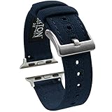 BARTON WATCH BANDS - Navy Blue Canvas Watch Bands Compatible with Apple Watch Models - 1, 2, 3, 4, 5, 6, 7, 8, 9, 10, SE, Ultra & Ultra 2 - (42mm/44mm/45mm/49mm)