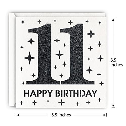 MAGJUCHE Black 11th Birthday Card, Laser Cut Glitter Girl Boy Age 11 Gift For Daughter, Son2