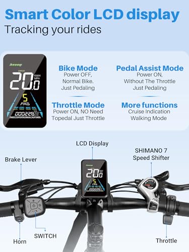 Seeker 26" Electric Bike for Adults with Peak 500W Brushless Motor, 35Miles 324WH Removable Battery 20MPH Commuting Electric Mountain Bike,UL 2873 Certified, Front Fork Suspension - Image 6