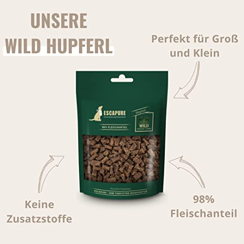 ESCAPURE Hupferl - Hunde Leckerli aus Wildfleisch in Premium Qualität - 98% Muskelfleisch - Protein Trainingssnacks ohne künstliche Zusatzstoffe & Getreide (150g)