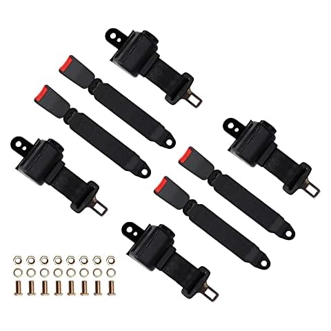 Bravokit Set of 4 Universal Retractable Golf Cart Seat Belts Kit, Retractable Seatbelts Fits Yamaha, EZGO TXT & RXV Drive Club Car DS, 4 Packs Cover