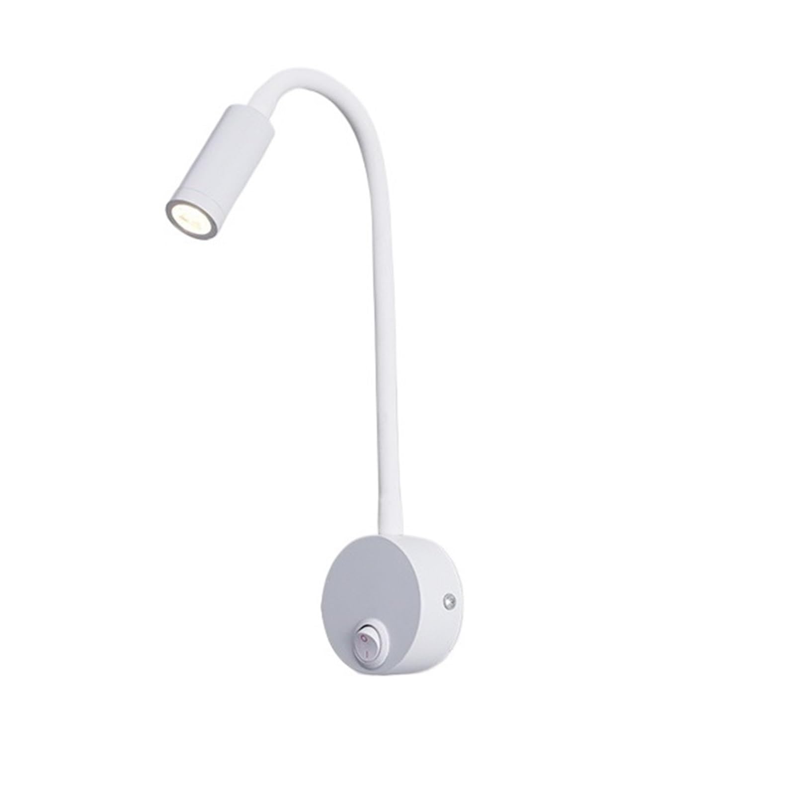 DOTHMVGTD LED 3W Gooseneck Reading Wall Lamp Flexible Adjustable with Switch Work Study Mounted 85-265V Bedroom Bedside Night Light No Wiring Needed(White)