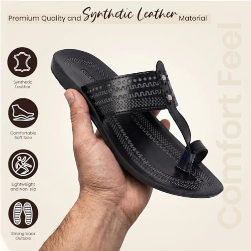 Image of Poddar Slippers, Sandals & Chappals for Men | Synthetic Leather Comfortable Footwear | Daily Use, Casual, Party, Stylish, Durable, Waterproof, Soft Sole, Anti-Slip (30052 Slipper)