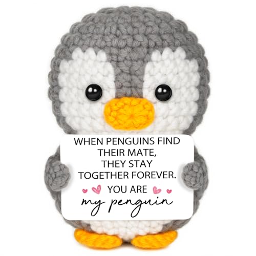 Gleevara Gift for Her Him Anniversary Romantic Gift for Her - Handmade Cute Crochet Penguin Birthday Gifts for Girlfriend Wife Valentines Presents for Her