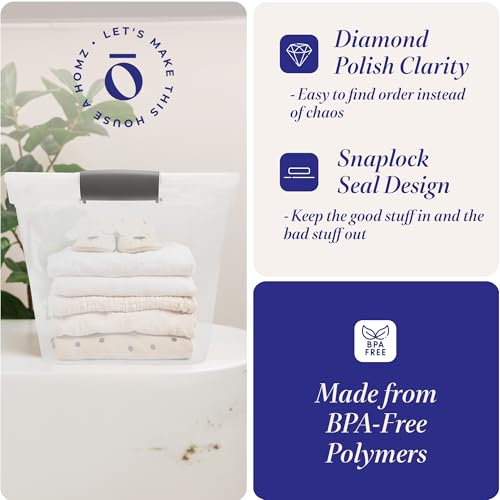 image for HOMZ 4-Pack Latching Lid, Large Clear Plastic Storage Bins with Lids, 