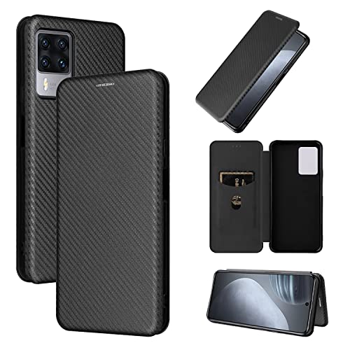 Smartphone Flip Cases For Cubot X50 Case, Luxury Carbon Fiber Pu+Tpu Hybrid Case Full Protection Shockproof Flip Case Cover For Cubot X50 Flip Cases (Color : Black) #TOP12