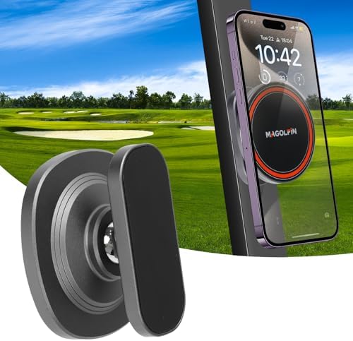 Aluminum Alloy Magnetic Golf Cart Phone Holder with N52 Magnets, Golf Accessories Compatible with MagSafe iPhone 17 Pro Max Plus 16 15 14 13 12 Mini Fits EZGO Yamaha Club Car Icon, Coolest Golf Gift