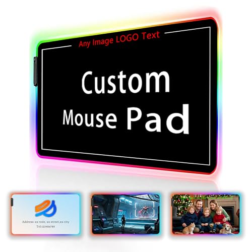 Nsipan Custom RGB Mouse Pad Personalized Led Mouse Pad with Picture Custom Gaming Mouse Mat Glowing Led Non-Slip Rubber Base Computer Keyboard Pad Mat, 23.6x13.8 in