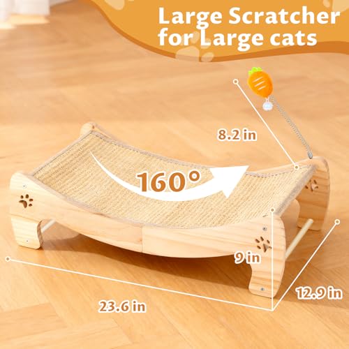 Rascador cama para gatos 3 en 1 con juguete zanahoria miniatura 3