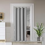 AOSKY Door Curtains for Doorway Privacy, Light Grey Grommet Closet Curtains for Bedroom, Door Window Curtain, Light Blocking Thermal Insulation Drapes for Living Room Set of 1 Panels, 25' W x 68' L