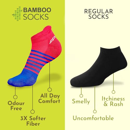 HEELIUM Bamboo Ankle Socks for Men | Odour-Free and Breathable | Padded Base and Anti-bacterial | 3X Softer Than Regular Socks