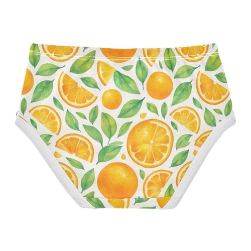 Joisal Girls Underwear Toddlers 2t Cotton Girl Panties Cute Bright Kids Undies Briefs Watercolor Orange Slices Greenleaves2