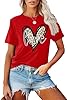 hohololo Women's T-Shirt Ladies Heart Print Cotton T Shirts Short Sleeve Crewneck Summer Tops Casual Basic Tee (Red-b,M) #1