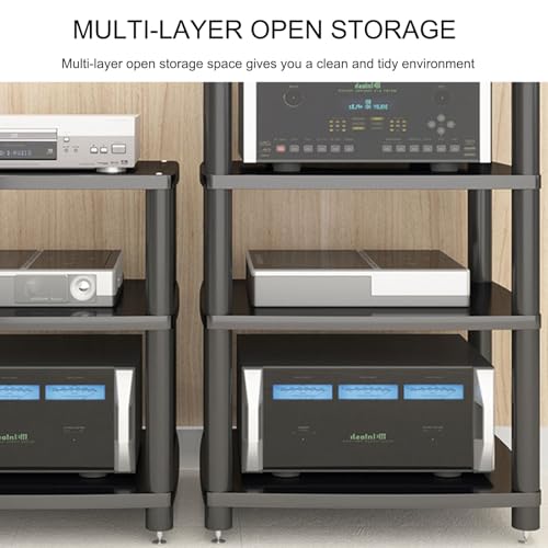 Support audio et armoire stéréo à 4 niveaux meuble multimédia d'angle de salon - 6