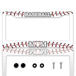Baseball Mom License Plate Frame Ball Texture License Plate Frames Personalise Stainless Steel Funny Design Compatible with Standard License Plate Holder for USA and Canada 6 X 12 Inches with Screws