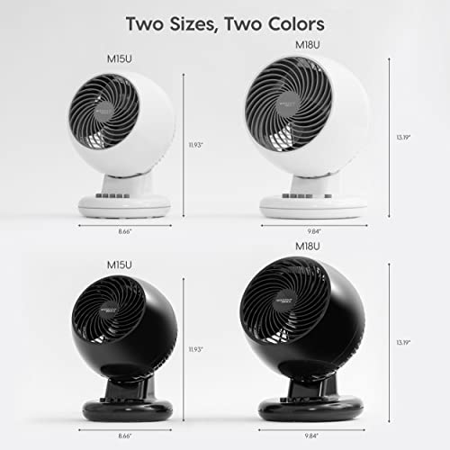 Iris Usa Woozoo Oscillating Fan, Vortex Fan, Air Circulation, 3 Speed Settings, 6 Tilting Head Settings, 46Ft Max Air Distance, Medium, Black #TOP6