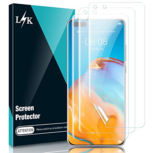 L K 3-Unidades Protector de Pantalla para Huawei P40 Pro, HD Película de TPU Transparente [Sin Burbujas] [Sin Bordes Levantados] [Posicionador Fácil de Instalar] [Huella Digital Ultrasónica]