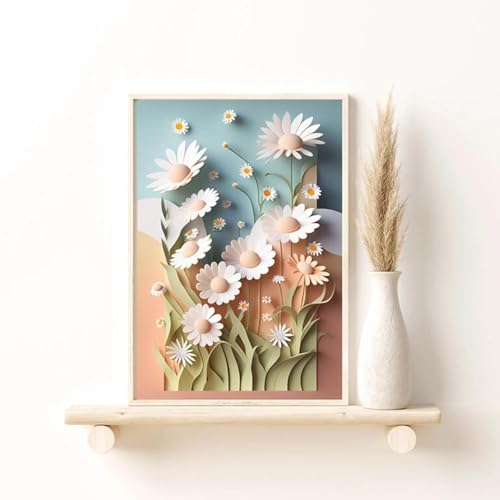 Toile peinture fleur artsy pour salon moderne affiche de marguerites roses decoration de chambre