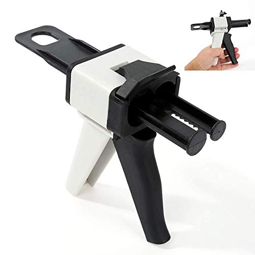 50ML Resina Epoxi Resina Dispensador - Estática Mezclador Doble Boquilla - 1:1/2:1 Ratio Manual Dual Cartucho Aplicador Pistola - Goma de Silicona Transportador Pistola - Como Se Muestra, 50ml