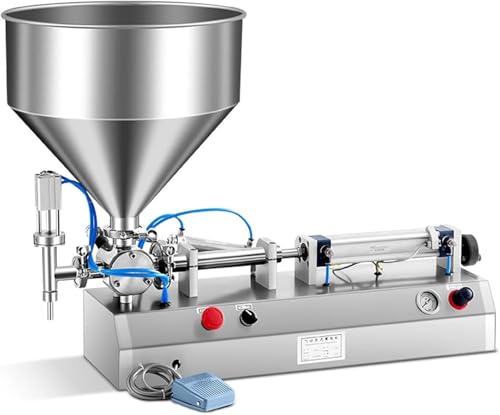 Image of 300W Pneumatic Filling Machine Liquid Paste 5-1500ml Automatic Bottler Filler With Pedal And Hopper,for Water,Juices,Milks,Alcohol,Cosmetic Drinks 5-40ml