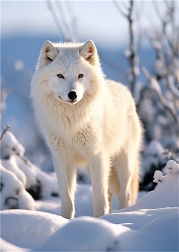 Broderie perles loup blanc canevas pré-imprimé COKYIS kit point de croix sans erreur
