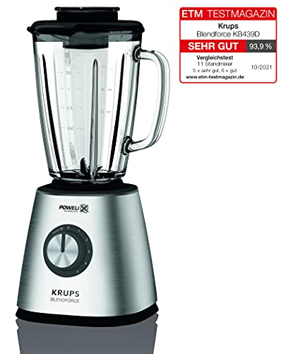 Krups KB439D Blendforce 2 blender | 800 Watt | 5 snelheden | pulsfunctie | 1,75 liter thermoglas container (inhoud: 1,25 liter) | schokbestendig | ijssnijder | roestvrij staal - Afbeelding 3