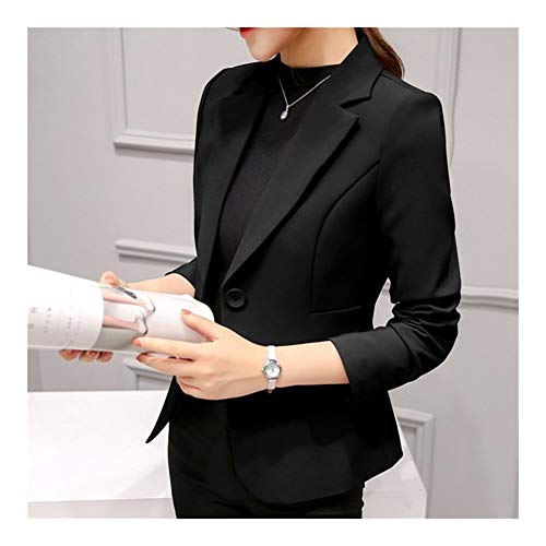 HXSZWJJ Blazer feminino preto blazer formal senhora escritório trabalho terno bolsos jaquetas casaco
