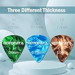 30 Pcs Guitar Picks with Storage Box for Acoustic Electric Bass Ukulele | ROTOPATA Guitar Pics, 0.5 0.75 1.0 mm Thin Medium Thick Plectrums, Colorful Celluloid Guitar Accessories