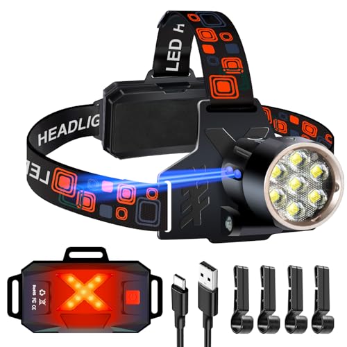 Led Headlamp Rechargeable, Super Bright Headlights for Head, Motion Sensor Head lamp, 3 Modes USB-C IPX7 Waterproof Head Flashlight for Adults, Rechargeable Headlamps for Camping Hiking Hard Hat -  Aoglenic, Aoglenic